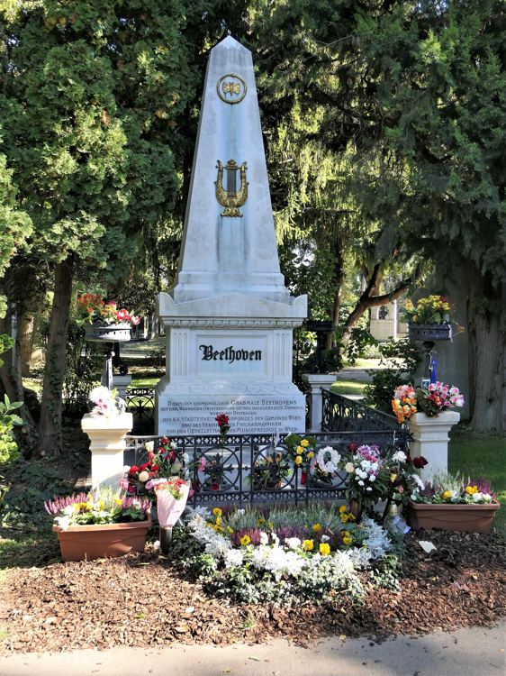 Beethoven’s white obelisk grave at the Zentralfriedhof
